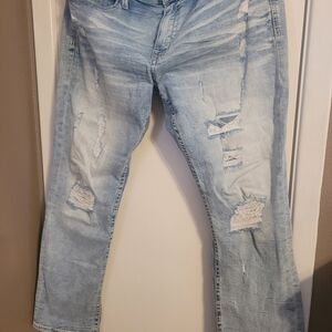 Men's Light Blue Distressed Jeans